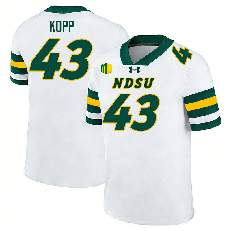 North Dakota State Bison #43 Logan Kopp College Football Jerseys,Uniforms-White